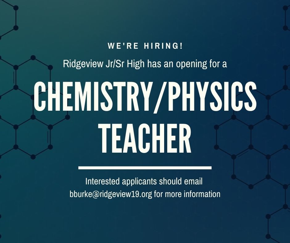 We are hiring! Go to http://www.ridgeview19.org apply