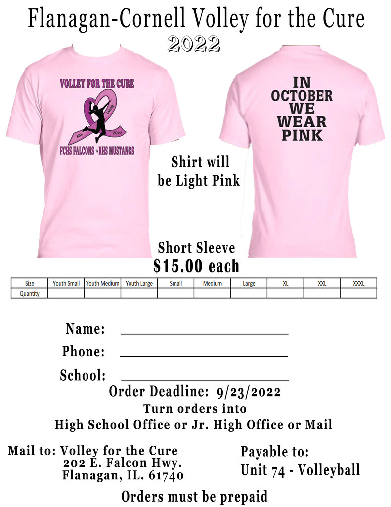 Volley for the Cure Shirt order form