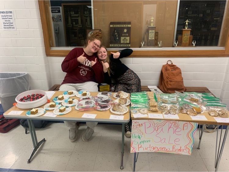 Be sure to stop by OverBooked’s bake sale to support Ridgeview readers. Open during conferences tonight and tomorrow!
